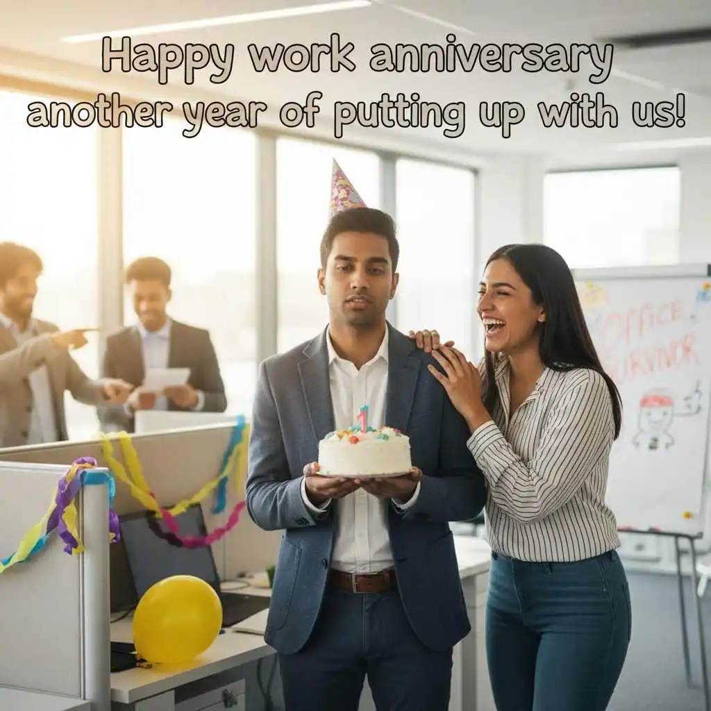 Funny & Lighthearted Work Anniversary Wishes